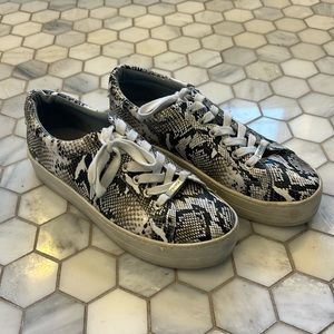 J/Slides Hilton snakeskin platform trainers, size 8.5